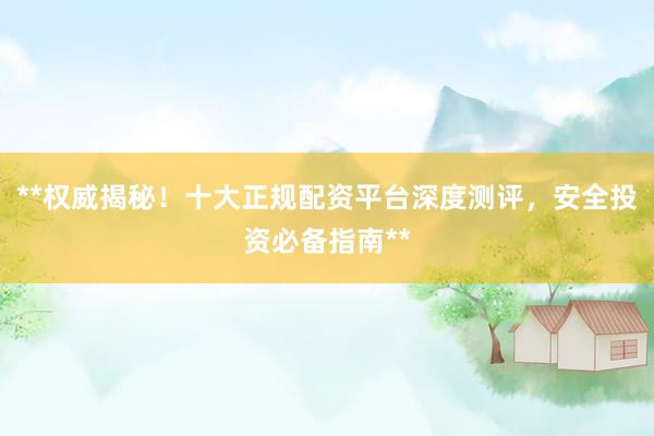 **权威揭秘！十大正规配资平台深度测评，安全投资必备指南**
