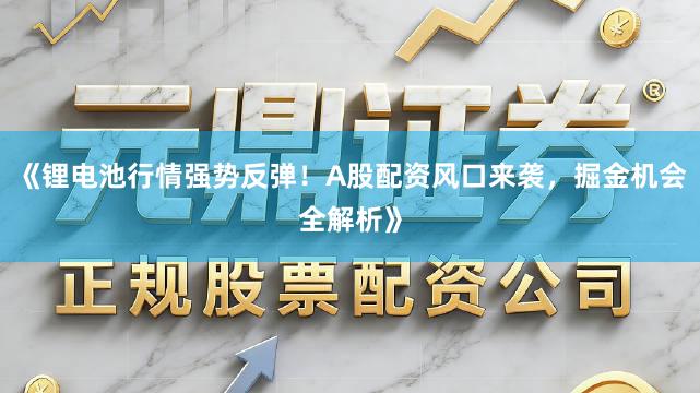 《锂电池行情强势反弹!A股配资风口来袭,掘金机会全解析》