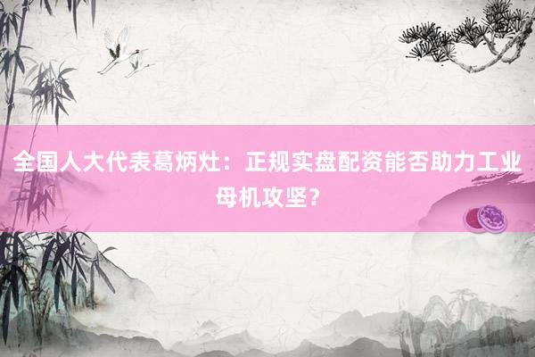 全国人大代表葛炳灶：正规实盘配资能否助力工业母机攻坚？