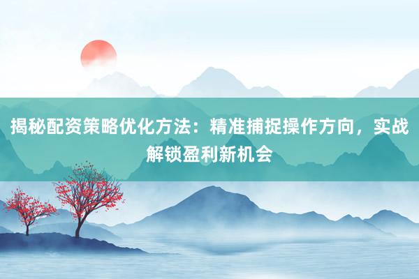 揭秘配资策略优化方法：精准捕捉操作方向，实战解锁盈利新机会
