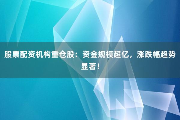 股票配资机构重仓股：资金规模超亿，涨跌幅趋势显著！