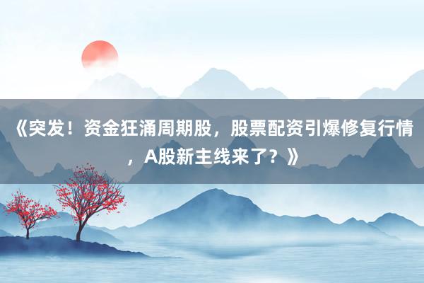 《突发！资金狂涌周期股，股票配资引爆修复行情，A股新主线来了？》