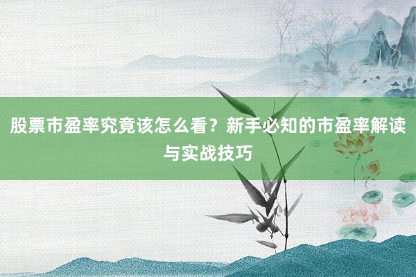 股票市盈率究竟该怎么看？新手必知的市盈率解读与实战技巧