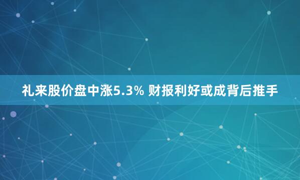 礼来股价盘中涨5.3% 财报利好或成背后推手