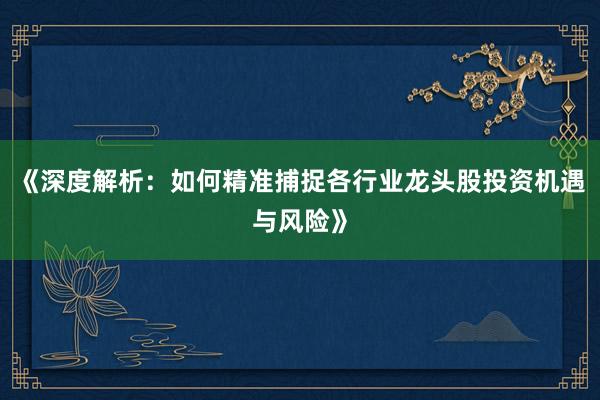 《深度解析：如何精准捕捉各行业龙头股投资机遇与风险》