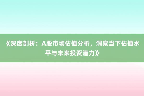 《深度剖析：A股市场估值分析，洞察当下估值水平与未来投资潜力》