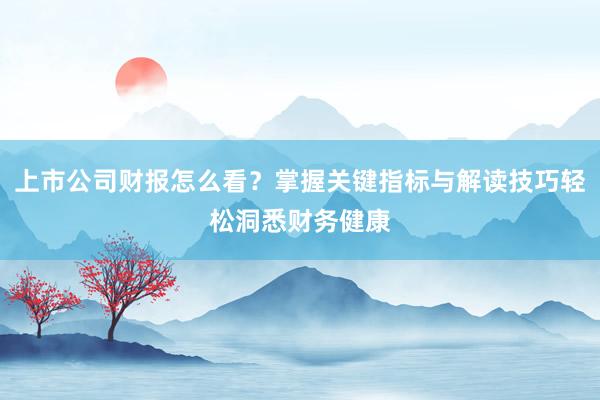 上市公司财报怎么看?掌握关键指标与解读技巧轻松洞悉财务健康