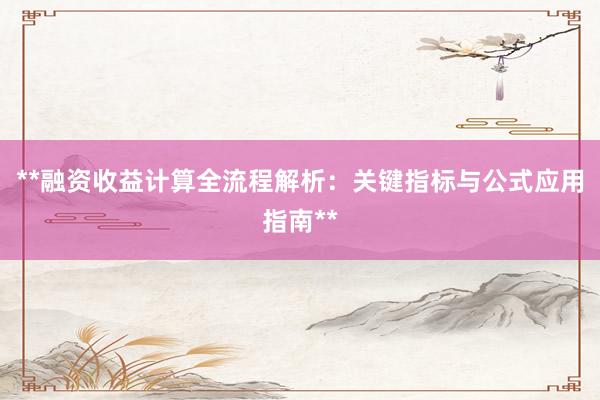 **融资收益计算全流程解析：关键指标与公式应用指南**