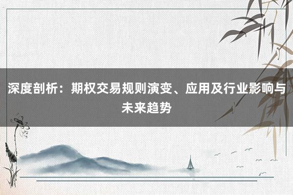 深度剖析：期权交易规则演变、应用及行业影响与未来趋势