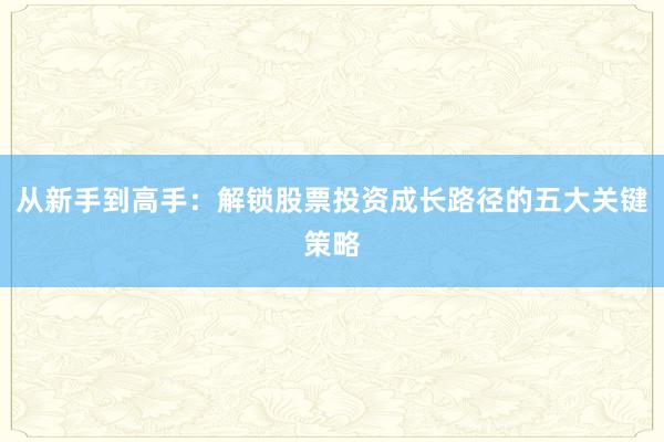 从新手到高手：解锁股票投资成长路径的五大关键策略