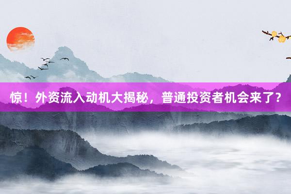 惊！外资流入动机大揭秘，普通投资者机会来了？